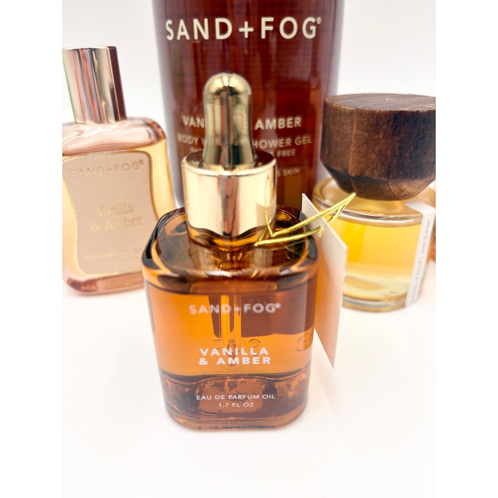 Sand + Fog Vanilla & Amber Fragrance Set Body Wash Perfume Oil Hair Mist 6pc NEW - Picture 4 of 7